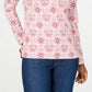Karen Scott Feminino Manga 3/4 Estampado Henley Rosa Tamanho XX-Grande