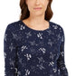 Camiseta feminina estampada de algodão pima Charter Club, azul, tamanho X-S