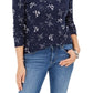 Camiseta feminina estampada de algodão pima Charter Club, azul, tamanho X-S