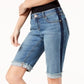 Shorts jeans femininos com acabamento contrastante e punho, azul, tamanho 2, pequeno, da INC International Concepts