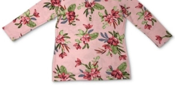 Camiseta Henley Estampada Feminina Karen Scott Rosa Tamanho P