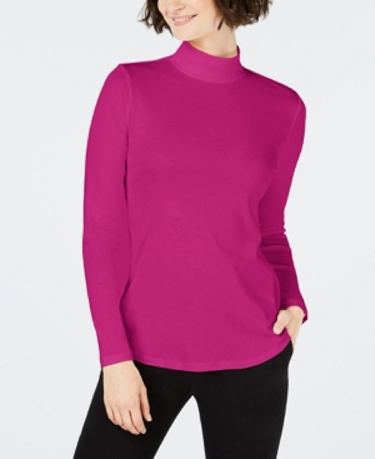 Camiseta feminina de algodão com gola falsa Charter Club, rosa, tamanho extragrande