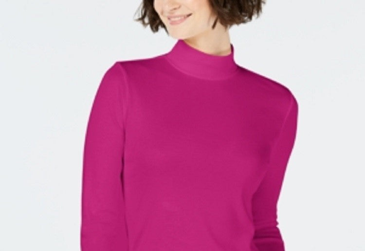 Camiseta feminina de algodão com gola falsa Charter Club, rosa, tamanho extragrande