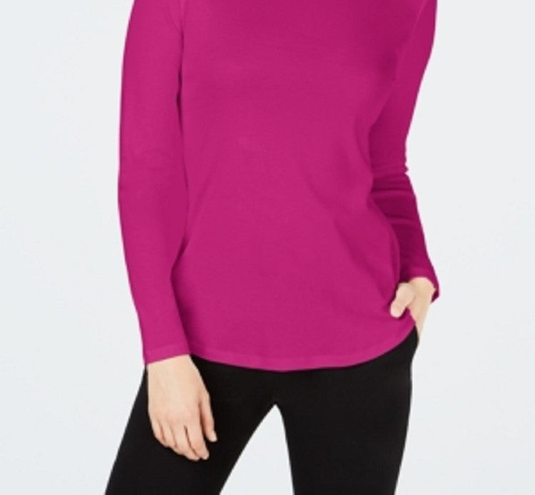 Camiseta feminina de algodão com gola falsa Charter Club, rosa, tamanho extragrande