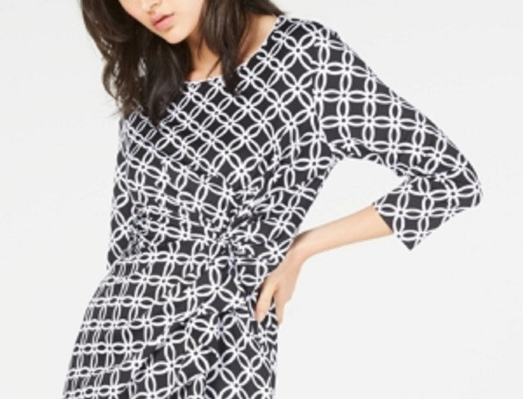 Vestido tubinho estampado com babados da coleção NY feminino, preto, tamanho pequeno GG