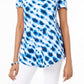 Blusa feminina estampada com ombros descobertos, azul, tamanho X-S