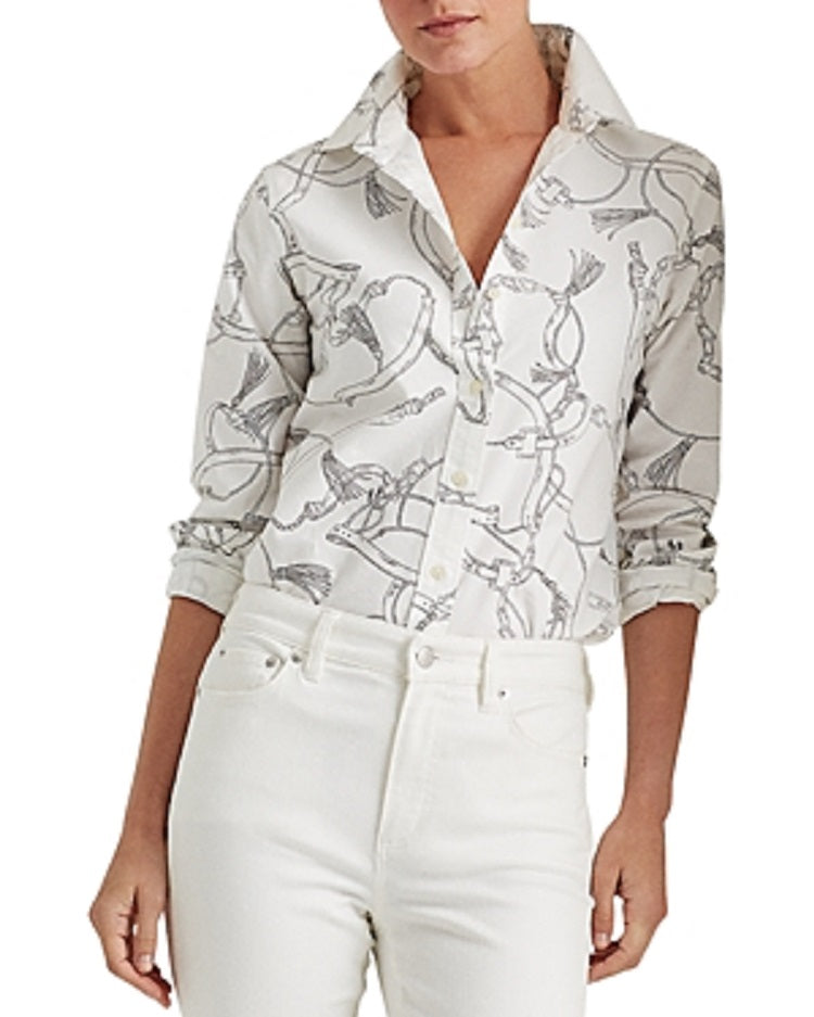 Camisa Ralph Lauren Feminina Estampa Lauren Equestre Branca Tamanho XX-G