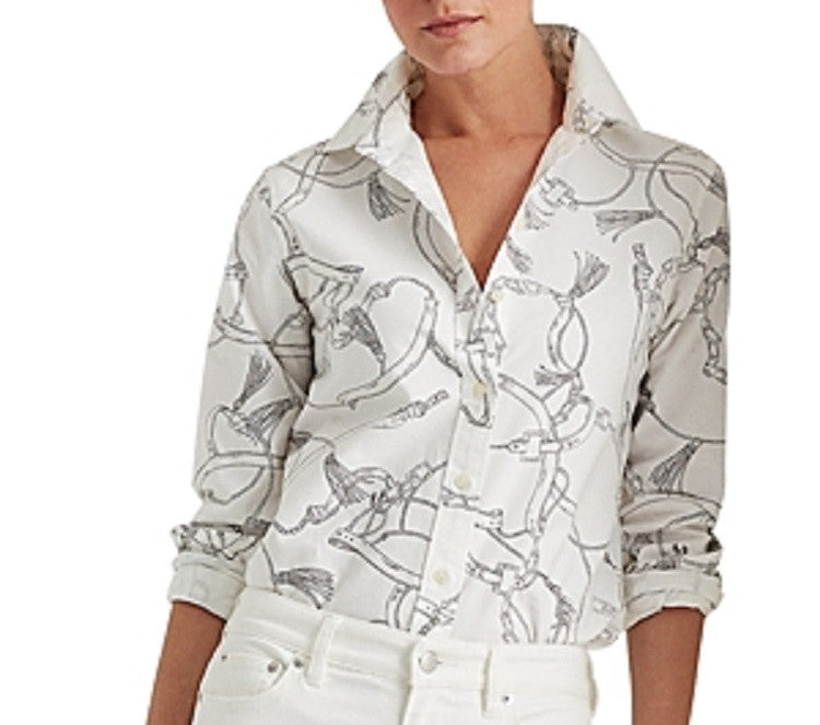 Camisa Ralph Lauren Feminina Estampa Lauren Equestre Branca Tamanho XX-G