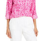 Blusa estampada de linho feminina Charter Club, rosa, tamanho extragrande