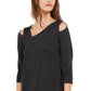 Blusa feminina Alfani com recorte assimétrico, preta, tamanho G