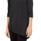 Blusa feminina Alfani com recorte assimétrico, preta, tamanho G