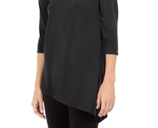 Blusa feminina Alfani com recorte assimétrico, preta, tamanho G
