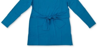 Charter Club Top feminino de manga comprida com amarração na cintura Dreamy Blue, tamanho X-G