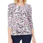 Top estampado com bolinhas em gel feminino JM Collection, rosa, tamanho médio