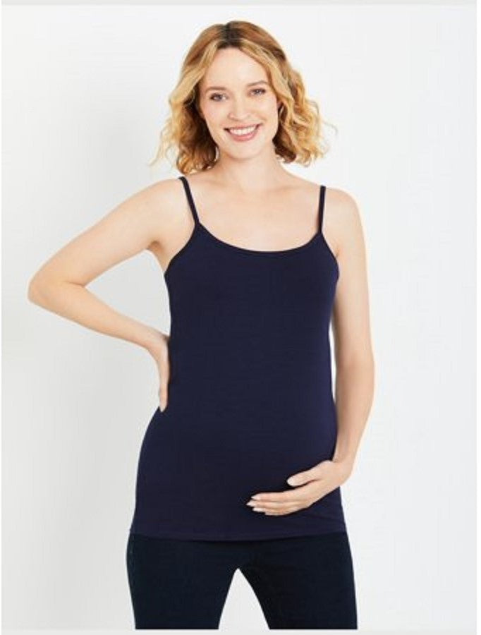 Camiseta regata feminina maternidade azul tamanho médio