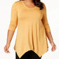 JM Collection Blusa feminina com decote em V e bainha em lenço - Amarelo, tamanho X-G