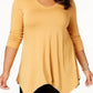JM Collection Blusa feminina com decote em V e bainha em lenço - Amarelo, tamanho X-G