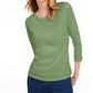 Camiseta feminina lisa com manga 3/4 Maison Jules, verde, tamanho extragrande