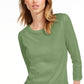 Camiseta feminina lisa com manga 3/4 Maison Jules, verde, tamanho extragrande