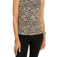 Blusa feminina Thalia Sodi com estampa de leopardo e gola alta, sem mangas, marrom, tamanho grande