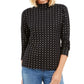 Karen Scott Blusa Feminina com Estampa de Flocos de Neve e Gola Reta, Preta, Tamanho Médio