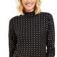 Karen Scott Blusa Feminina com Estampa de Flocos de Neve e Gola Reta, Preta, Tamanho Médio