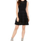 Vestido feminino Vince Camuto de malha com ajuste e abertura frontal, preto, tamanho pequeno