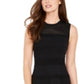 Vestido feminino Vince Camuto de malha com ajuste e abertura frontal, preto, tamanho pequeno
