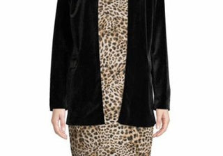 Jaqueta Calvin Klein Feminina Manga Longa Aberta de Veludo Preta Tamanho 10