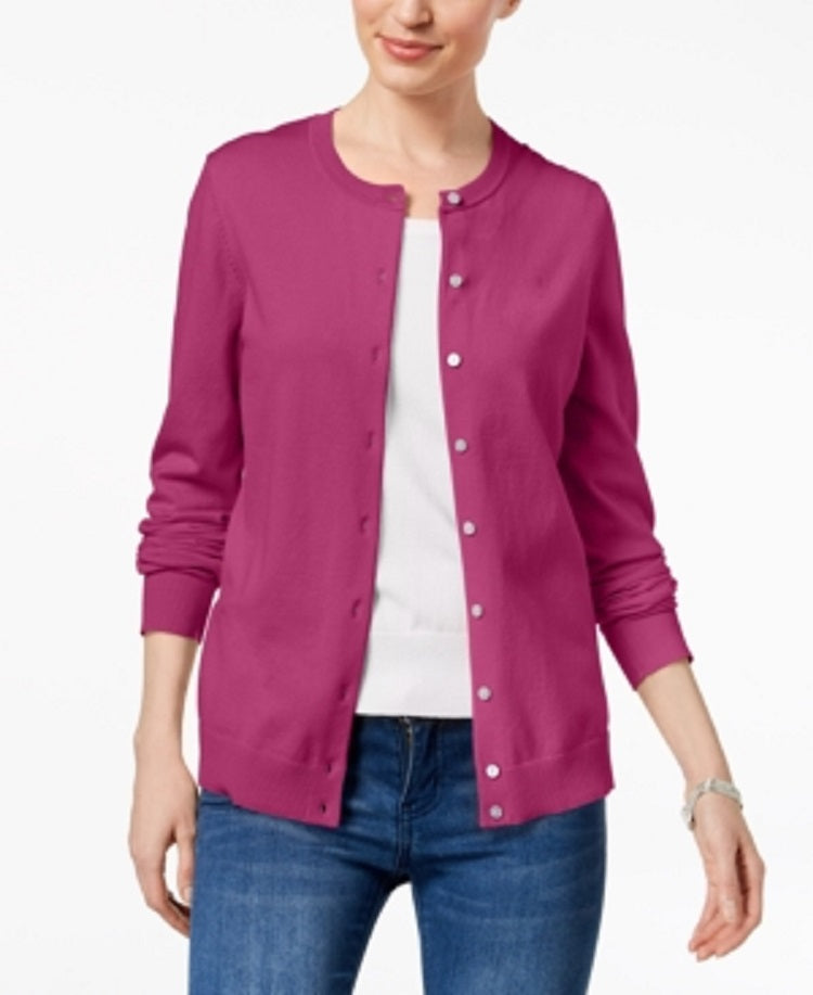 Karen Scott Cardigan Feminino Gola Redonda Rosa Tamanho XS
