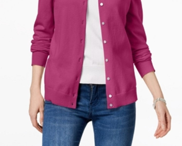 Karen Scott Cardigan Feminino Gola Redonda Rosa Tamanho XS