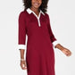 Vestido-camisa de algodão com acabamento contrastante Karen Scott feminino, vermelho, tamanho pequeno e pequeno