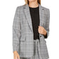 Calvin Klein Blazer Xadrez Feminino de Um Botão Cinza Escuro Tamanho 0