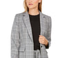 Calvin Klein Blazer Xadrez Feminino de Um Botão Cinza Escuro Tamanho 0