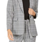 Calvin Klein Blazer Xadrez Feminino de Um Botão Cinza Escuro Tamanho 0