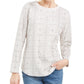 Karen Scott Camiseta Feminina Esportiva Estampada Microfleece Branca Tamanho XS
