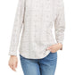 Karen Scott Camiseta Feminina Esportiva Estampada Microfleece Branca Tamanho XS
