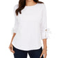 Top texturizado com punho e gravata feminino Charter Club, branco, tamanho XX-G