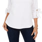 Top texturizado com punho e gravata feminino Charter Club, branco, tamanho XX-G