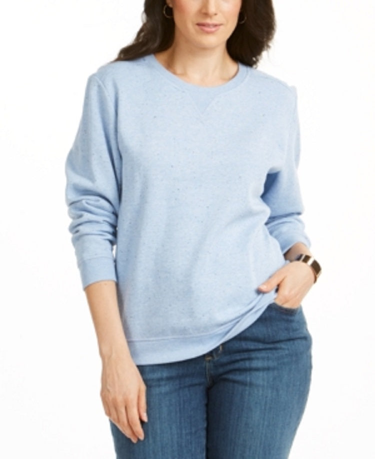 Moletom esportivo feminino Karen Scott Fleece azul tamanho grande