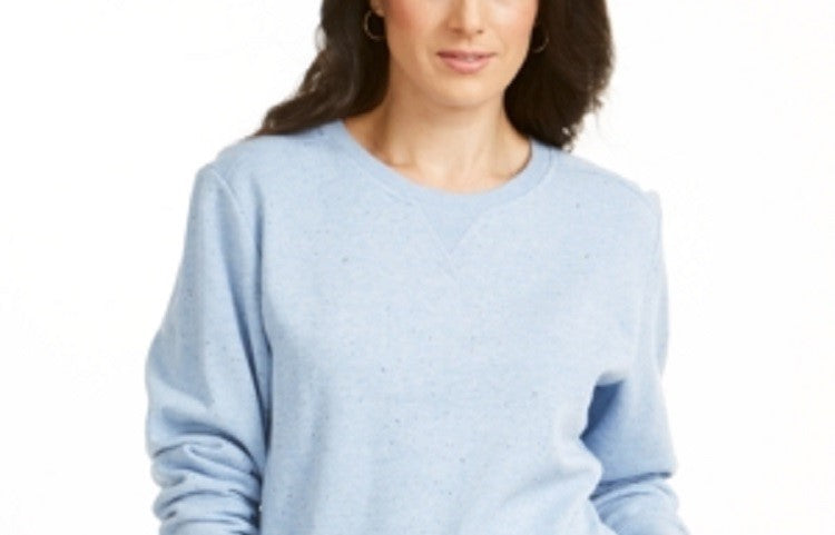 Moletom esportivo feminino Karen Scott Fleece azul tamanho grande
