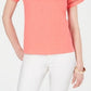 Blusa feminina Charter Club de algodão com decote dividido, coral, tamanho pequeno