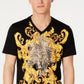 Camiseta masculina com estampa de leopardo e folha barroca da INC International Concepts, preta, tamanho extragrande