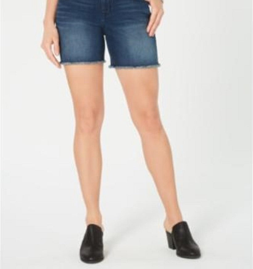 Shorts femininos de cintura média com bainha desfiada, estilo &amp; co, azul, tamanho 12