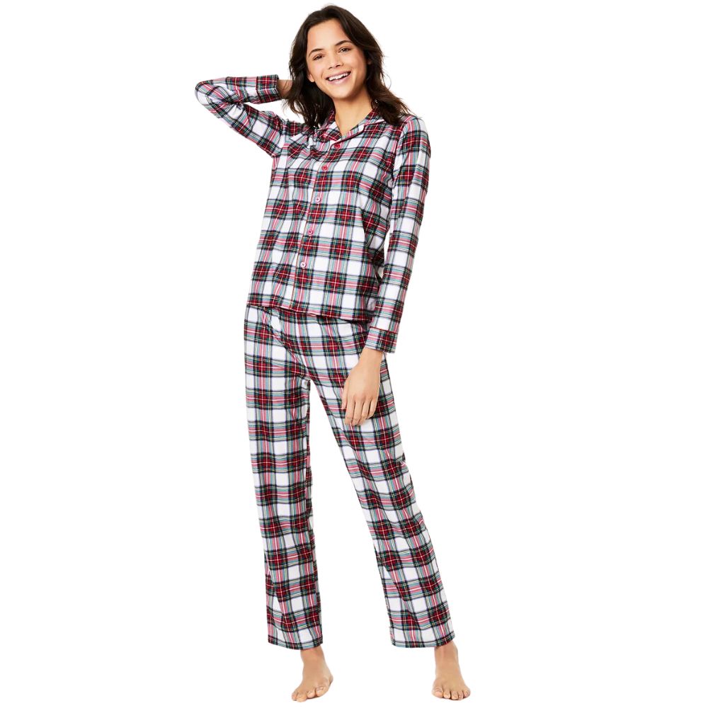 Pijama Família Feminino Combinando Grande e Alto Mix It Stewart Xadrez Conjunto de Pijama Stewart Xadrez Vermelho Tamanho 1XB