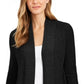 Cardigan feminino de algodão com frente aberta, preto, tamanho XX-G