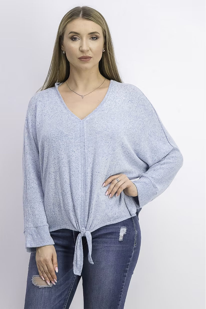 Blusa feminina com amarração frontal estilo &amp; co, azul, tamanho médio