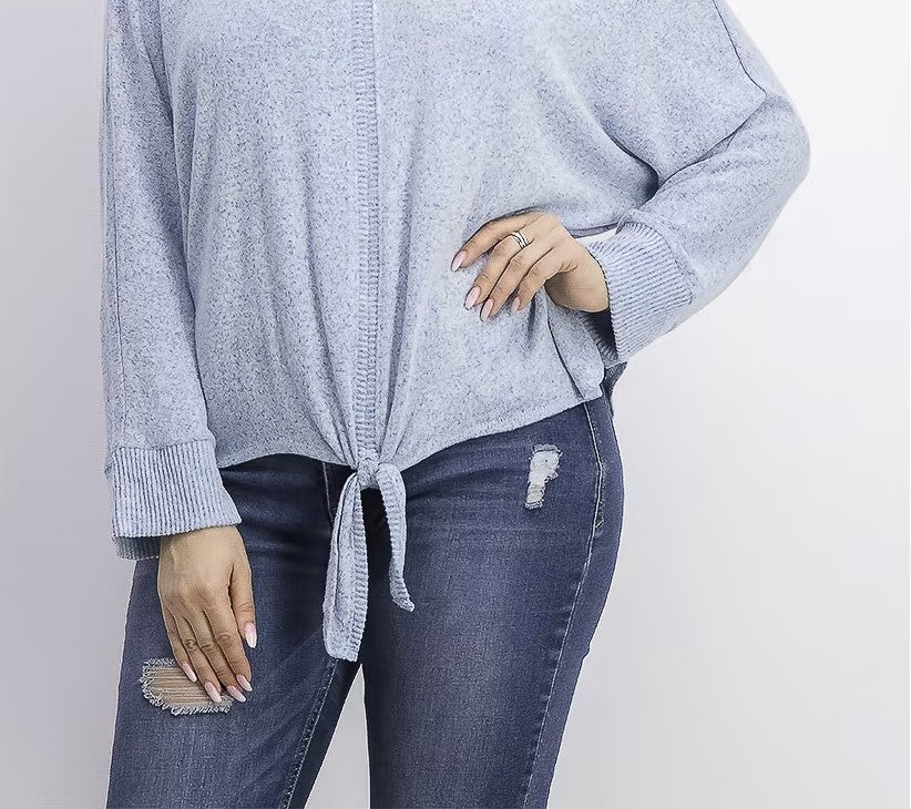 Blusa feminina com amarração frontal estilo &amp; co, azul, tamanho médio