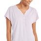 Blusa Henley de Linho e Manga Dolman Feminina Style &amp; Co Roxa Tamanho X-G