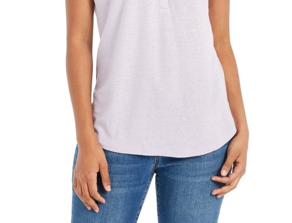Blusa Henley de Linho e Manga Dolman Feminina Style &amp; Co Roxa Tamanho X-G